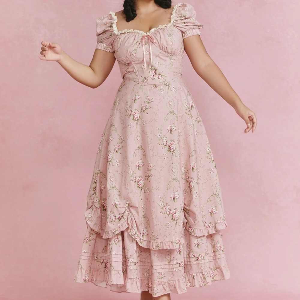 NWOT Lacemade Pink Roses Rosa Rubus Story Corset Dress Size 3XL - Picture 13 of 16